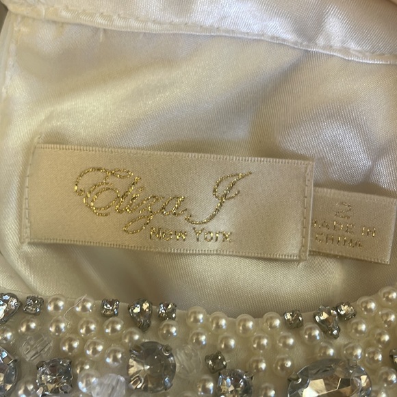 Eliza J Embellished Tiered Chiffon Halter Gown Dress in White - Picture 15 of 16